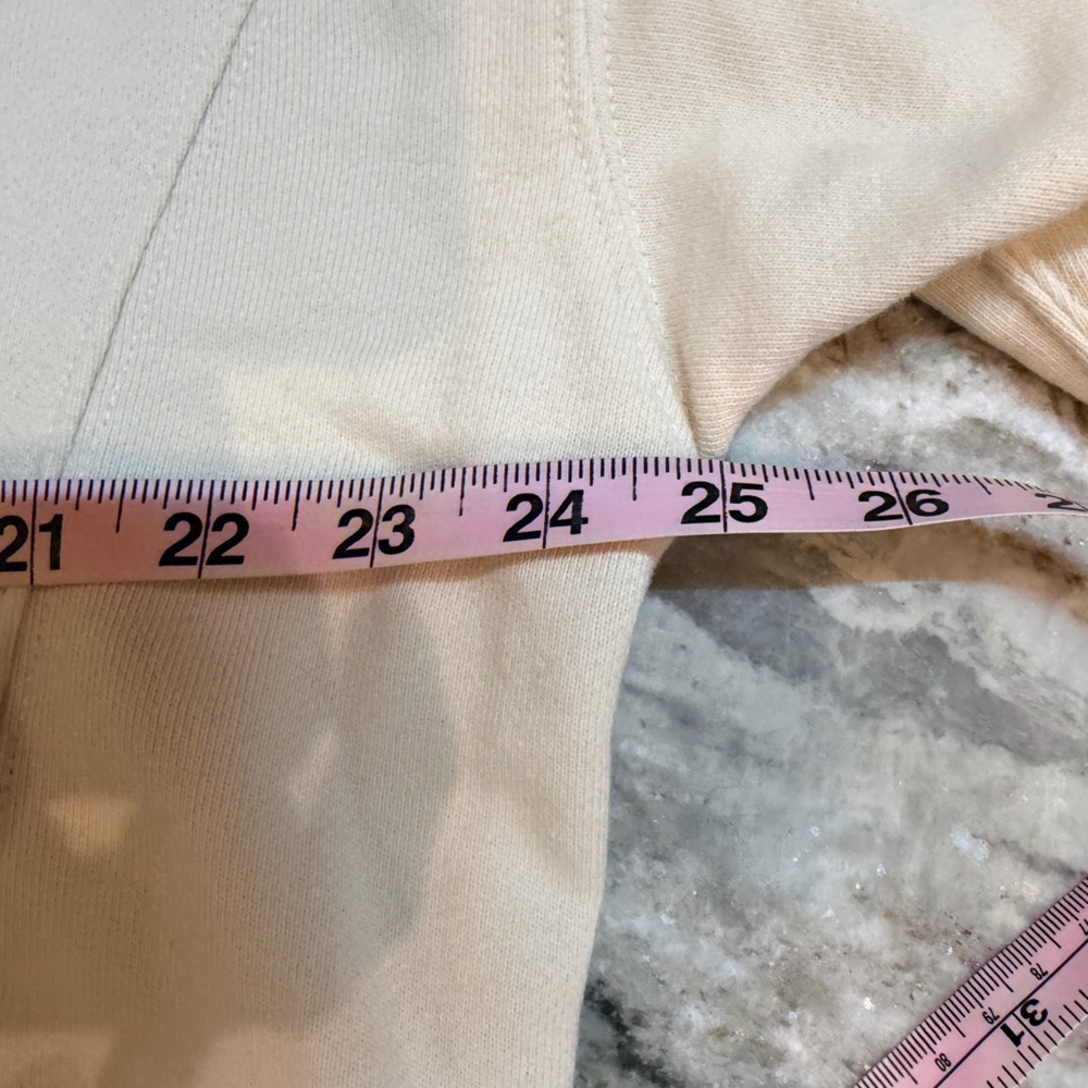 Aerie Love This Moment Cream Ivory Hoodie Sweatshirt Cropped Distressed Hem S - Picture 8 of 12